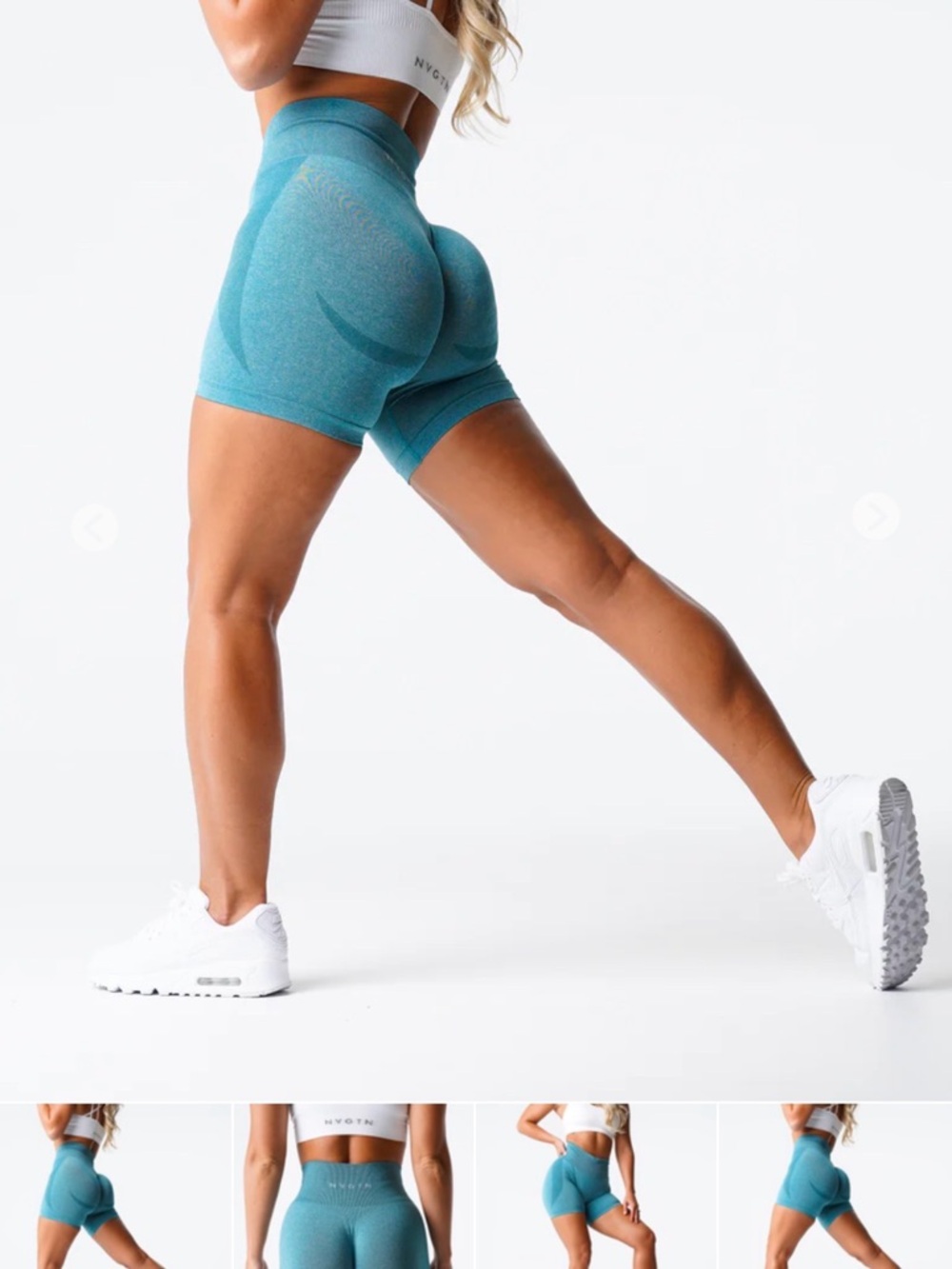 NVGTN Teal High-Waist Seamless Athletic Shorts